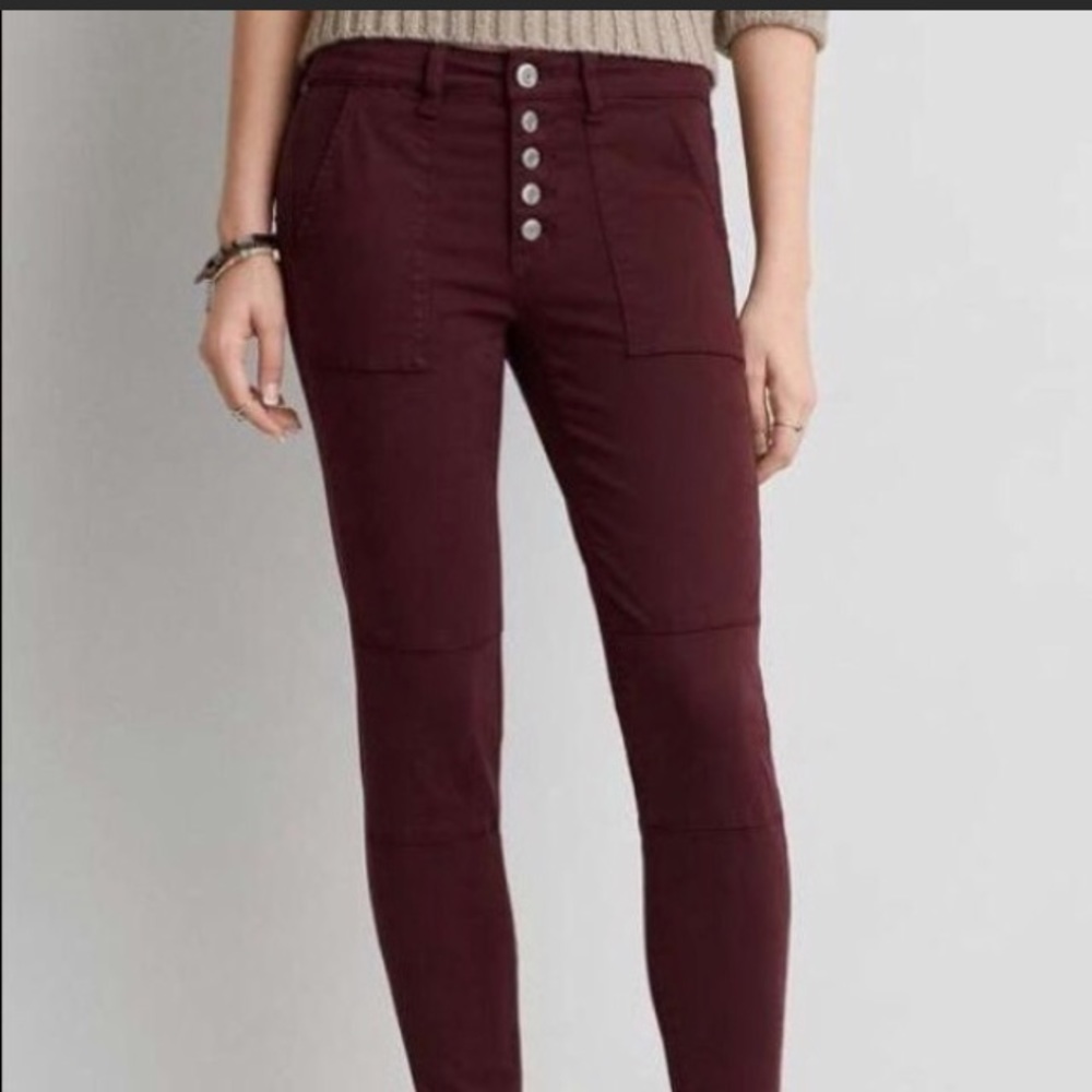 AE Skinny Moto Sateen Stretch Jeggings Sz. 0 XS